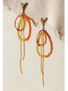 NWT FREE PEOPLE Reese Dangle Earrings in Tangerine/Gold